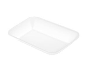 Blank tray mockup container. Perspective view. Vector illustration isolated on white background. Template ready for your design. EPS10.	
