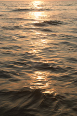 Sunset Sea Water Close Up at Golden Hour