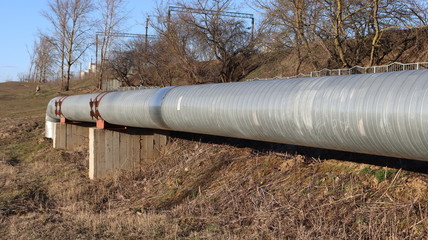 industrial pipes in soil with sewerage water