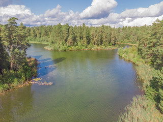 Fototapeta na wymiar Drone view of lakes and islands in summer
