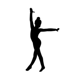 Fototapeta na wymiar vector, isolated, black silhouette of a girl gymnasts, acrobatics