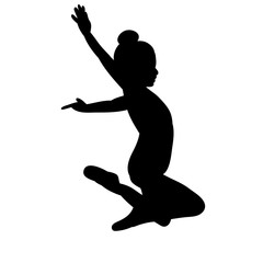 Fototapeta na wymiar black silhouette girl gymnast jumping