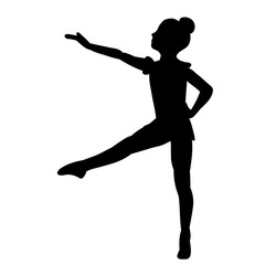  isolated, black silhouette of a girl dancing