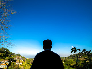 Man Who Looking The Mountain Village