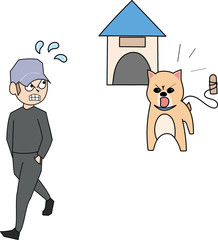 番犬　防犯手書き