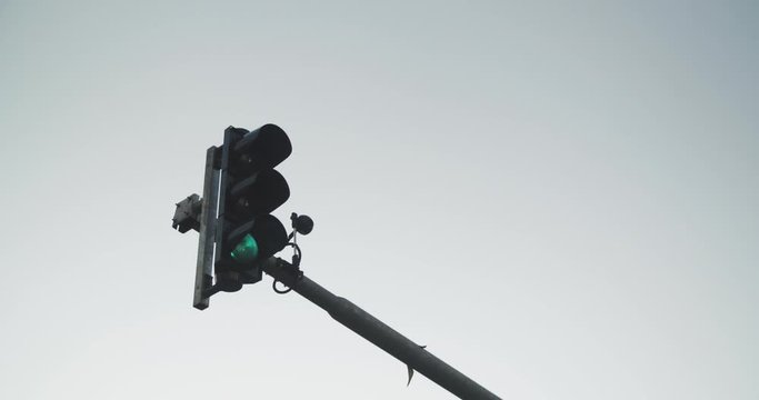 Green Traffic Light with Cloudless Sky Background