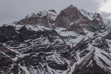 Mountain landscape in Lo Vald&eacute;s Valley, Caj&oacute;n del Maipo, Central Andes of Chile.
