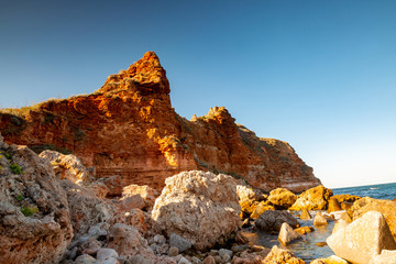 rocks and waves sing in a romantic symphony