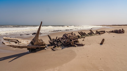 A shipwreck in the Skeleton Coast National Park in Namibia.