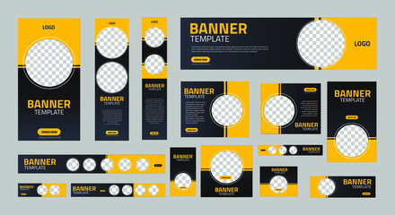 set of creative web banners of standard size with a place for photos. Business ad banner. Vertical, horizontal and square template. vector illustration EPS 10	
