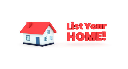 List your home real estate template on white background. High resolution 3D artwork.