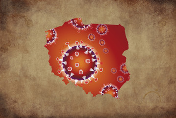 Coronavirus map Poland, pandemic, epidemic - 336400447
