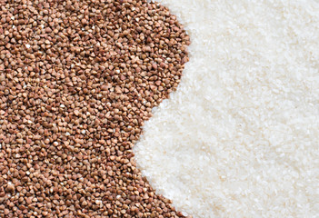 Low carbohydrates in assortment, rice and buckwheat .