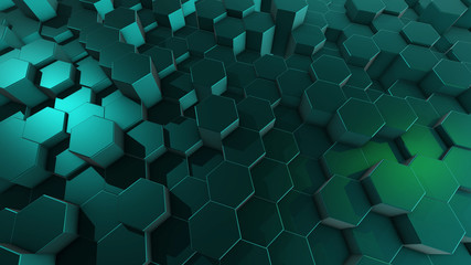 abstract green background with hexagons	