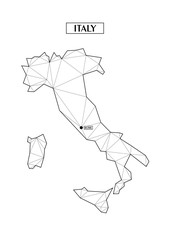 Polygonal abstract map of Italy with connected triangular shapes formed from lines. Capital of city - Rome. Good poster for wall in your home. Decoration for room walls.