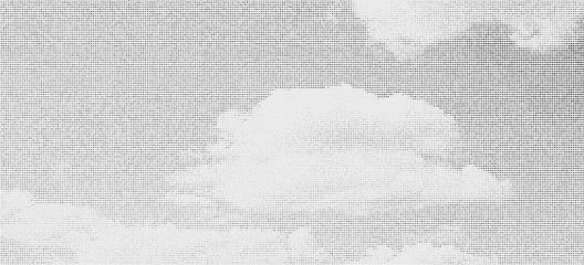 Halftone sky background, monochrome dots pattern