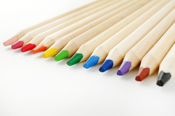 Color pencils for drawing isolated on white background