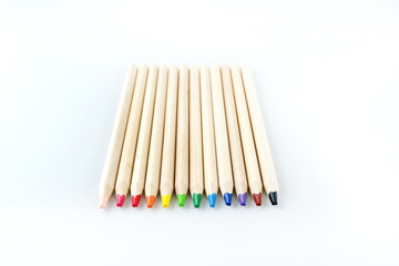 Color pencils for drawing isolated on white background