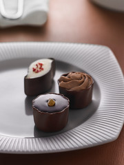 assorted chocolates on a light background