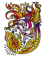 Vector doodle unicorn