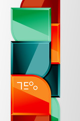 Glossy glass squares with round elements geometric composition. Abstract geometric background with 3d effect composition For Wallpaper, Banner, Background, Card, Book Illustration, landing page