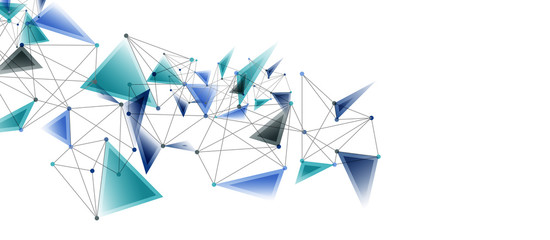 Line points connections, triangular technology design. Abstract geometric background