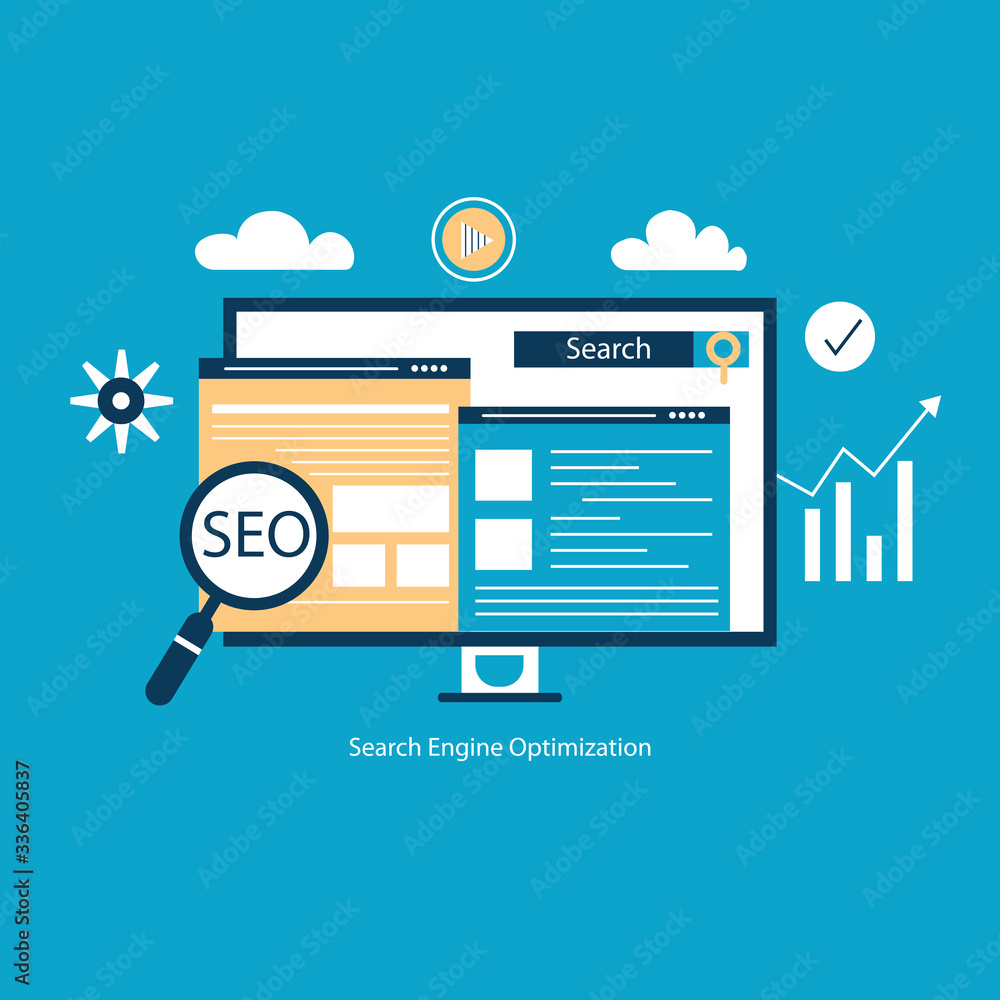 Poster seo optimization, programming process concept