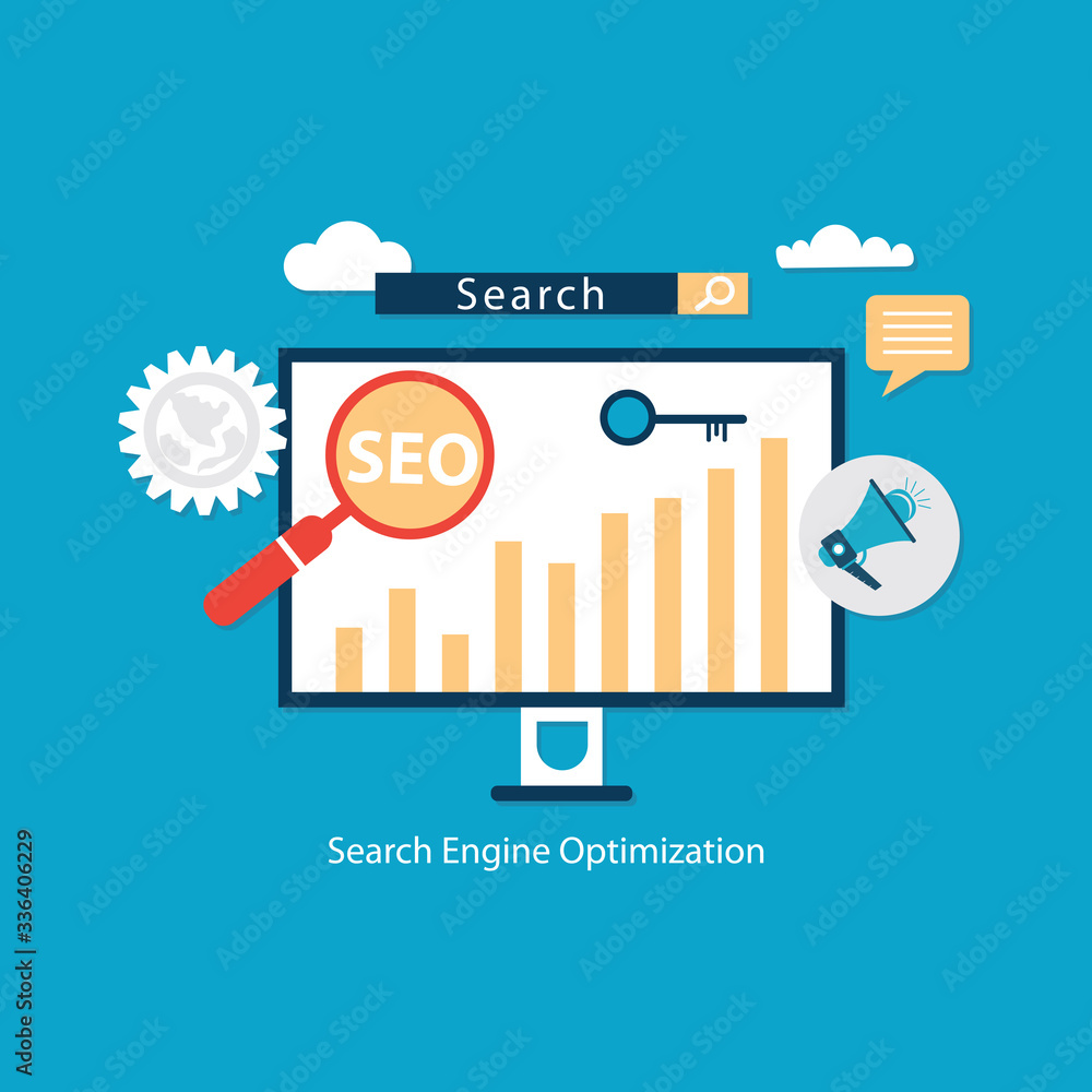 Poster seo optimization, programming process concept