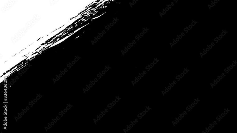 Poster paint brush stroke transition wipe on and off/ 4k animation of a black and white abstract diagonal p