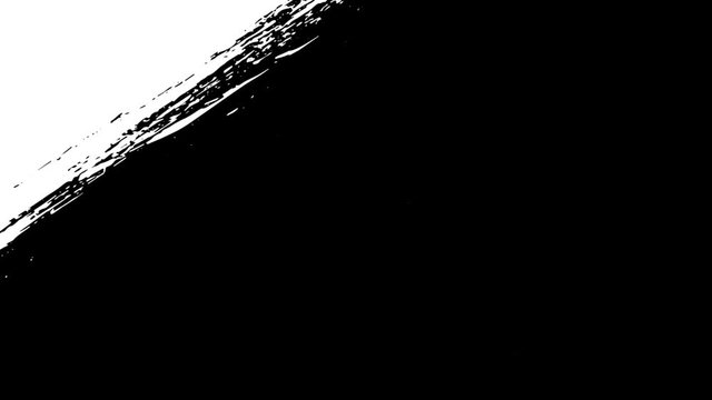 Paint Brush Stroke Transition Wipe On And Off/ 4k animation of a black and white abstract diagonal paint brush wipe on and off effect, with ease in for transition background