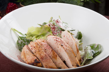 Grilled chicken meat salad