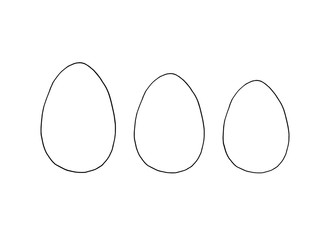 Set of contours and shapes of eggs for coloring at Easter. Vector template for creativity