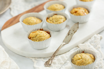 Banana Nut Muffins in Foil Cupcake Paper