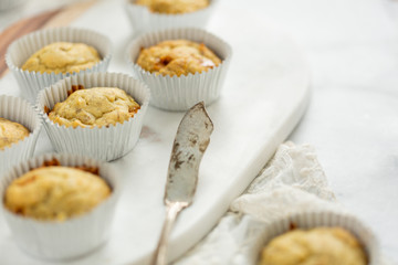 Banana Nut Muffins in Foil Cupcake Paper