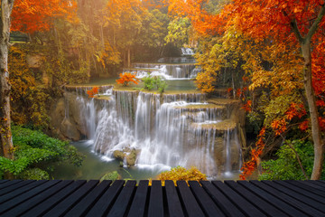 Naklejka premium Waterfall in Kanchanaburi, Thailand