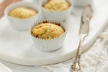 Banana Nut Muffins in Foil Cupcake Paper