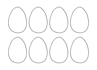 Set of contours and shapes of eggs for coloring at Easter. Vector template for creativity