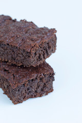 Brownies chocolate top of surface making a cross extreme close up