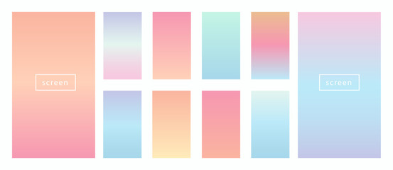 Pastel gradient backgrounds vector set. Soft tender pink, blue, yellow, turquoise gradients. Light pale color abstract background for app, web design, webpages, banners, greeting cards etc.