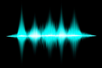 sound waves oscillating glow light isolated on black background