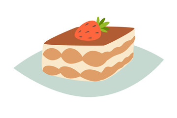 Tiramisu icon vector illustration. Traditional italian food. Hand drawn isolated tiramisu icon on white background