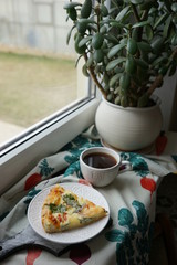Quiche, cheese, tomato and spinach pie
