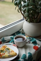Quiche, cheese, tomato and spinach pie