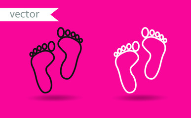 footprints vector icon, symbol. White and black vector desgin. Modern, simple flat vector illustration for web site, mobile app or poster design.
