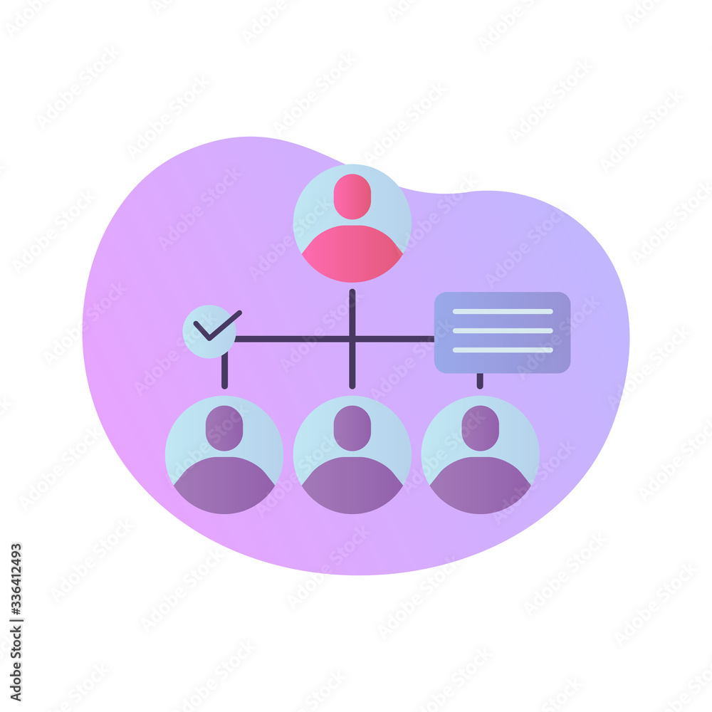 Poster business organization structure people user icon with modern color full and fluid shape wave vector
