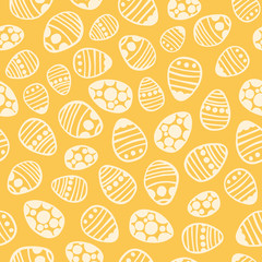 Yellow Easter eggs seamless pattern. Hand drawn vector illustration.