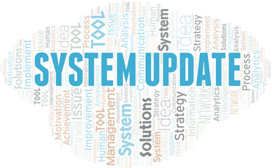 Fototapeta premium System Update typography vector word cloud.