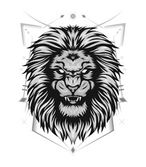 Angry lion king head logo