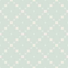 Retro vintage style seamless pattern. Vector geometric background with small outline squares in staggered grid. Simple minimal abstract texture in pastel colors, pale green and beige. Repeat design