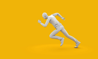 Fototapeta na wymiar Abstract geometric sprinting running man 3D rendering